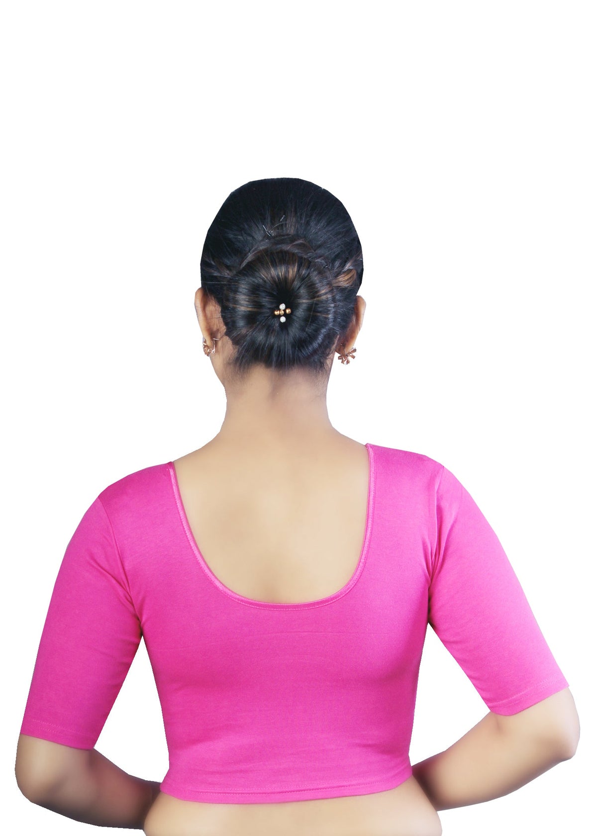 Abhi Cotton Readymade Saree Blouse for Women- Half Sleeves, U-Neck, Regular-fit, Stretchable, Pull-on Style