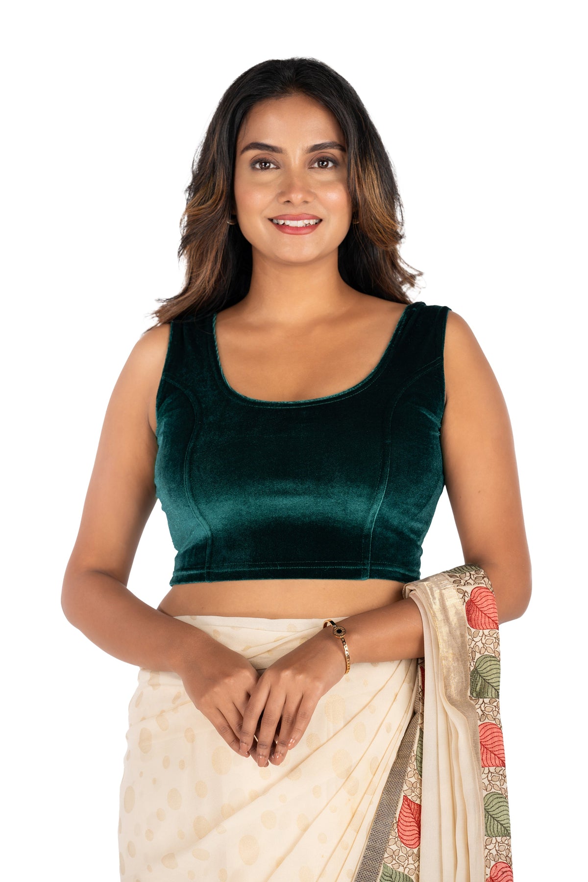 Abhi Velvet Readymade Saree Blouse for Women- Sleeveless,U-Neck, Regular-fit, Stretchable, Pull-on Style
