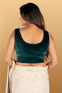 Abhi Velvet Readymade Saree Blouse for Women- Sleeveless,U-Neck, Regular-fit, Stretchable, Pull-on Style