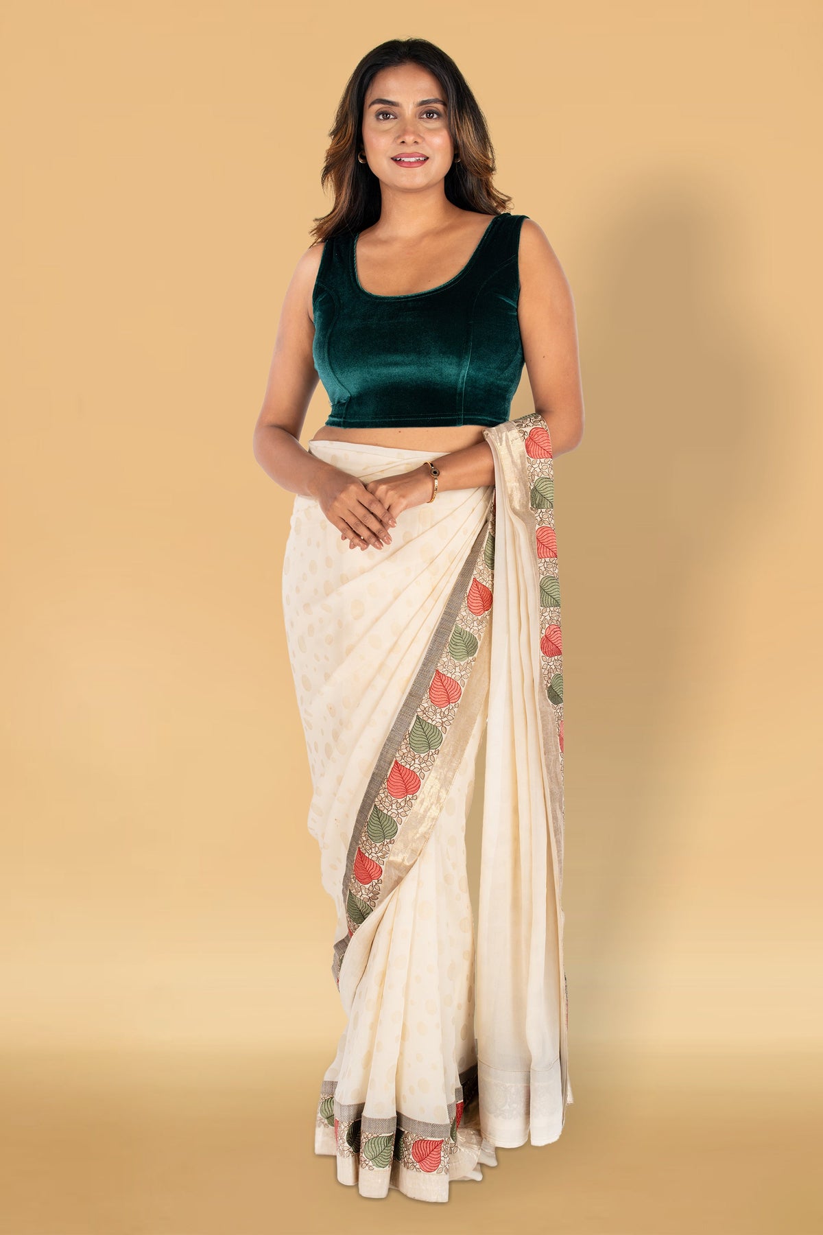 Abhi Velvet Readymade Saree Blouse for Women- Sleeveless,U-Neck, Regular-fit, Stretchable, Pull-on Style