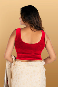 Abhi Velvet Readymade Saree Blouse for Women- Sleeveless,U-Neck, Regular-fit, Stretchable, Pull-on Style