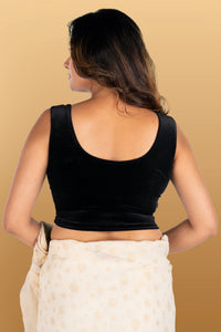 Abhi Velvet Readymade Saree Blouse for Women- Sleeveless,U-Neck, Regular-fit, Stretchable, Pull-on Style