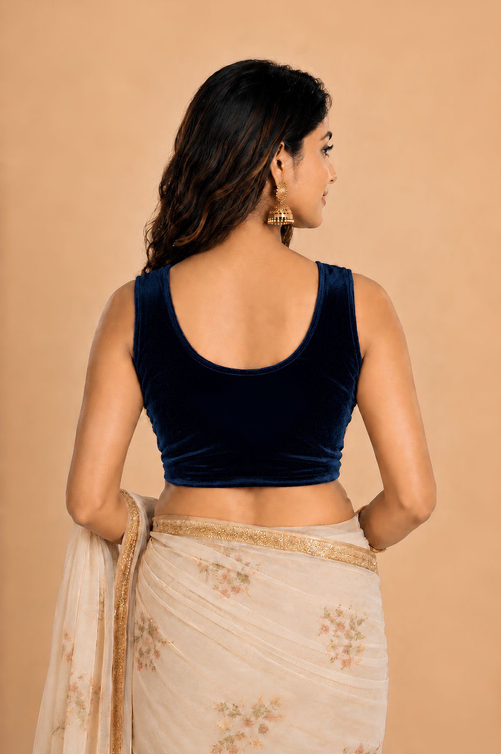 Abhi Women's  Velvet Sleeveless Stretchable Readymade Blouse | Soft Premium Ethnic Blouse I