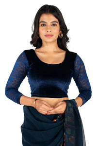 jmd227 Blouse Electric Blue Velvet