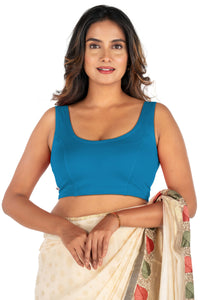 Abhi Cotton Readymade Saree Blouse for Women- Sleeveless, U-Neck, Regular-fit, Stretchable, Pull-on Style