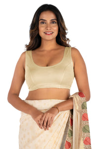 Abhi Cotton Readymade Saree Blouse for Women- Sleeveless, U-Neck, Regular-fit, Stretchable, Pull-on Style
