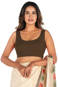 Abhi Cotton Readymade Saree Blouse for Women- Sleeveless, U-Neck, Regular-fit, Stretchable, Pull-on Style