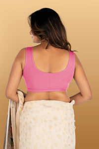 Abhi Cotton Readymade Saree Blouse for Women- Sleeveless, U-Neck, Regular-fit, Stretchable, Pull-on Style
