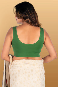 Abhi Cotton Readymade Saree Blouse for Women- Sleeveless, U-Neck, Regular-fit, Stretchable, Pull-on Style