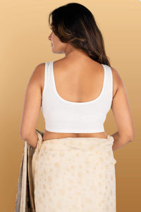Abhi Cotton Readymade Saree Blouse for Women- Sleeveless, U-Neck, Regular-fit, Stretchable, Pull-on Style