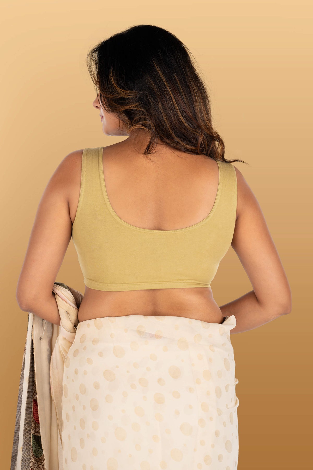 Abhi Cotton Readymade Saree Blouse for Women- Sleeveless, U-Neck, Regular-fit, Stretchable, Pull-on Style