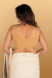 Abhi Cotton Readymade Saree Blouse for Women- Sleeveless, U-Neck, Regular-fit, Stretchable, Pull-on Style