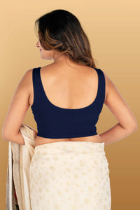 Abhi Cotton Readymade Saree Blouse for Women- Sleeveless, U-Neck, Regular-fit, Stretchable, Pull-on Style