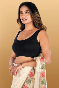 Abhi Cotton Readymade Saree Blouse for Women- Sleeveless, U-Neck, Regular-fit, Stretchable, Pull-on Style