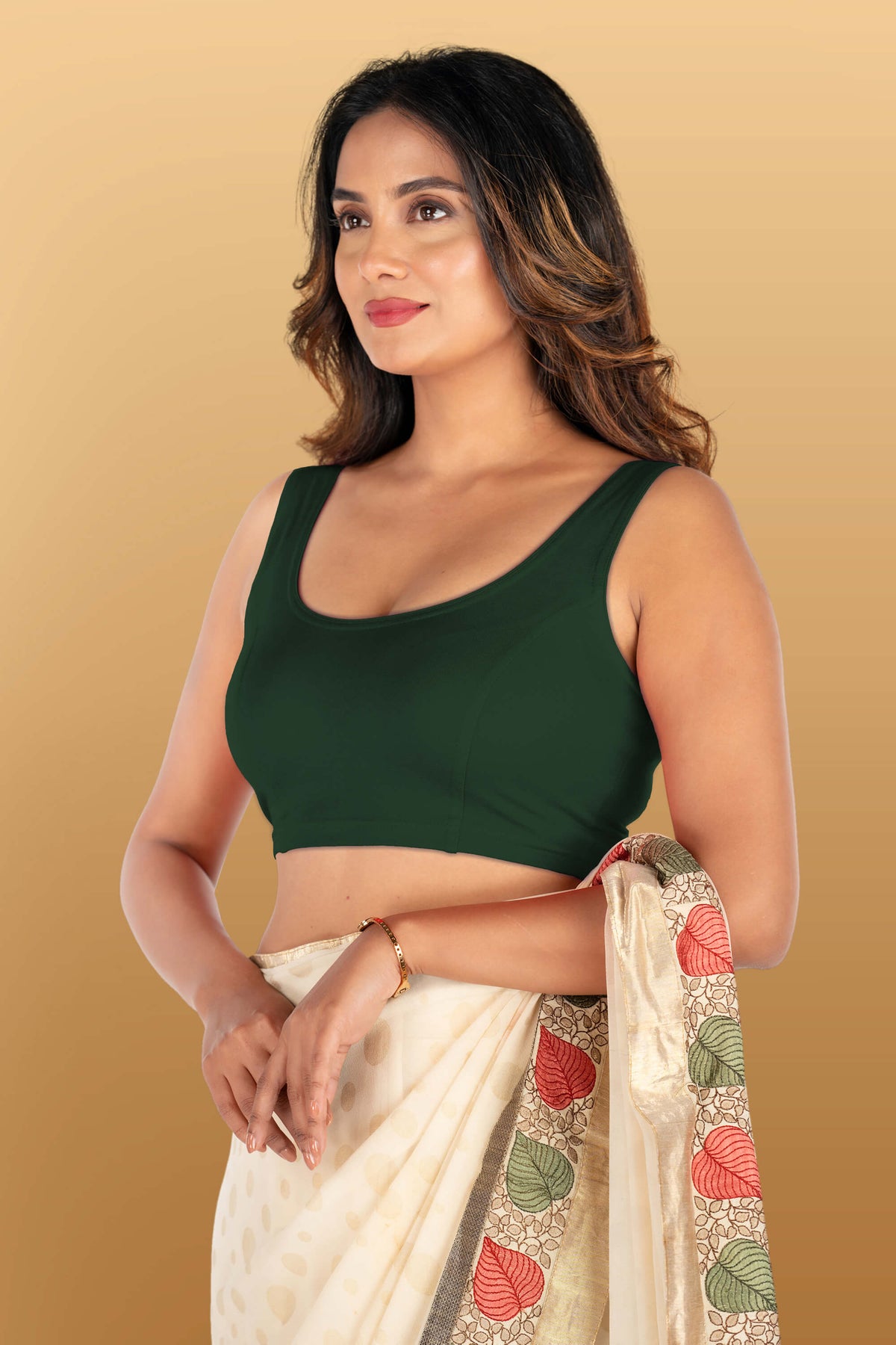 Abhi Cotton Readymade Saree Blouse for Women- Sleeveless, U-Neck, Regular-fit, Stretchable, Pull-on Style