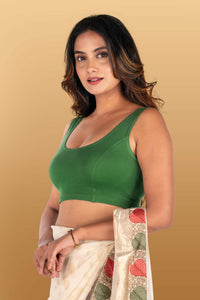 Abhi Cotton Readymade Saree Blouse for Women- Sleeveless, U-Neck, Regular-fit, Stretchable, Pull-on Style