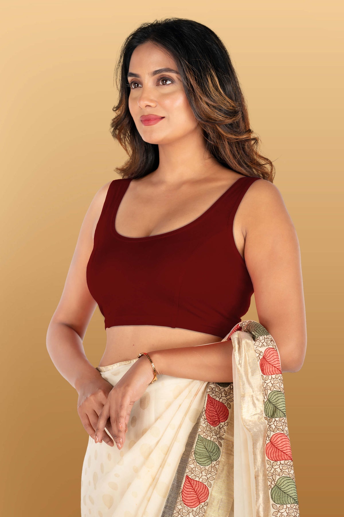 Abhi Cotton Readymade Saree Blouse for Women- Sleeveless, U-Neck, Regular-fit, Stretchable, Pull-on Style