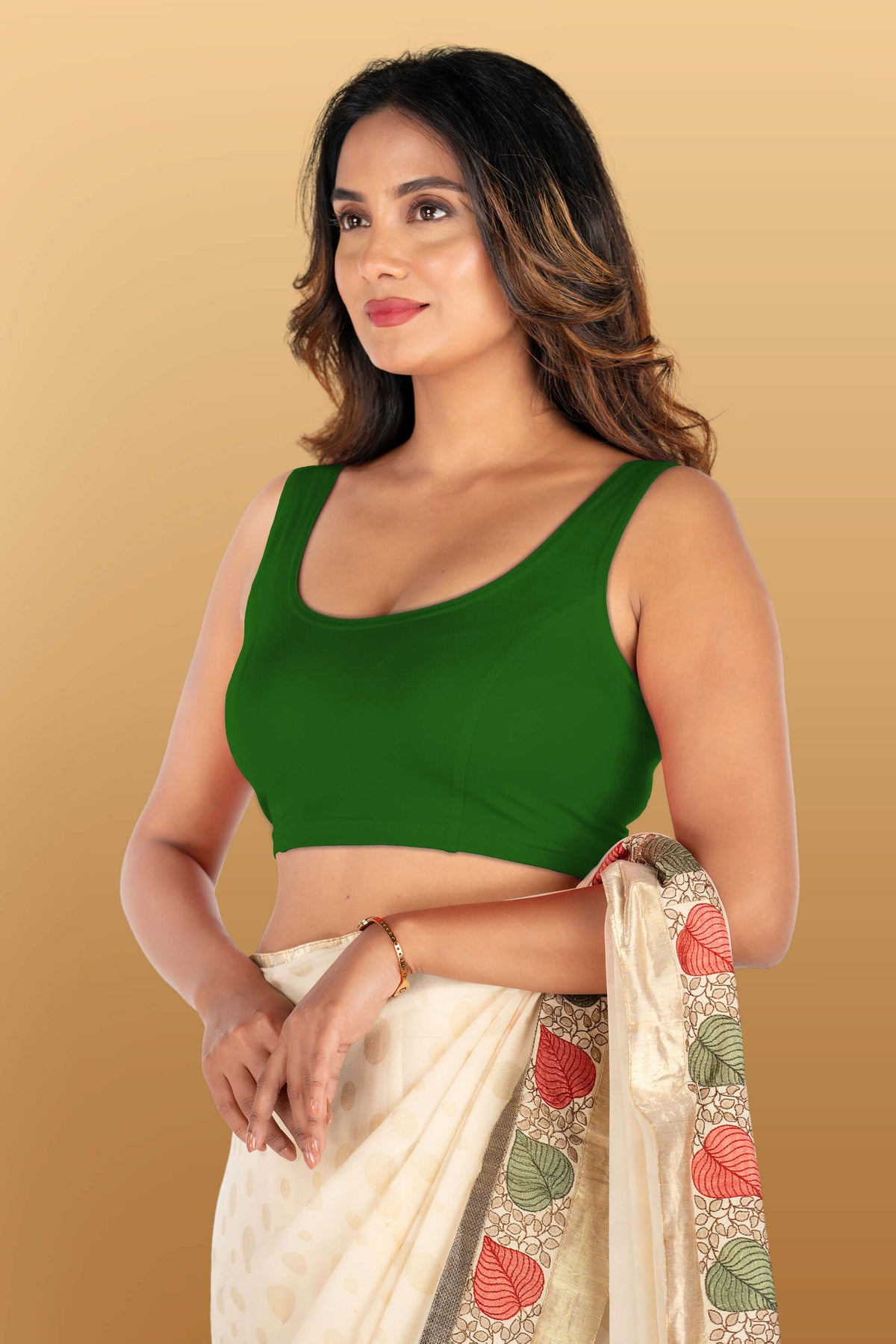 Abhi Cotton Readymade Saree Blouse for Women- Sleeveless, U-Neck, Regular-fit, Stretchable, Pull-on Style