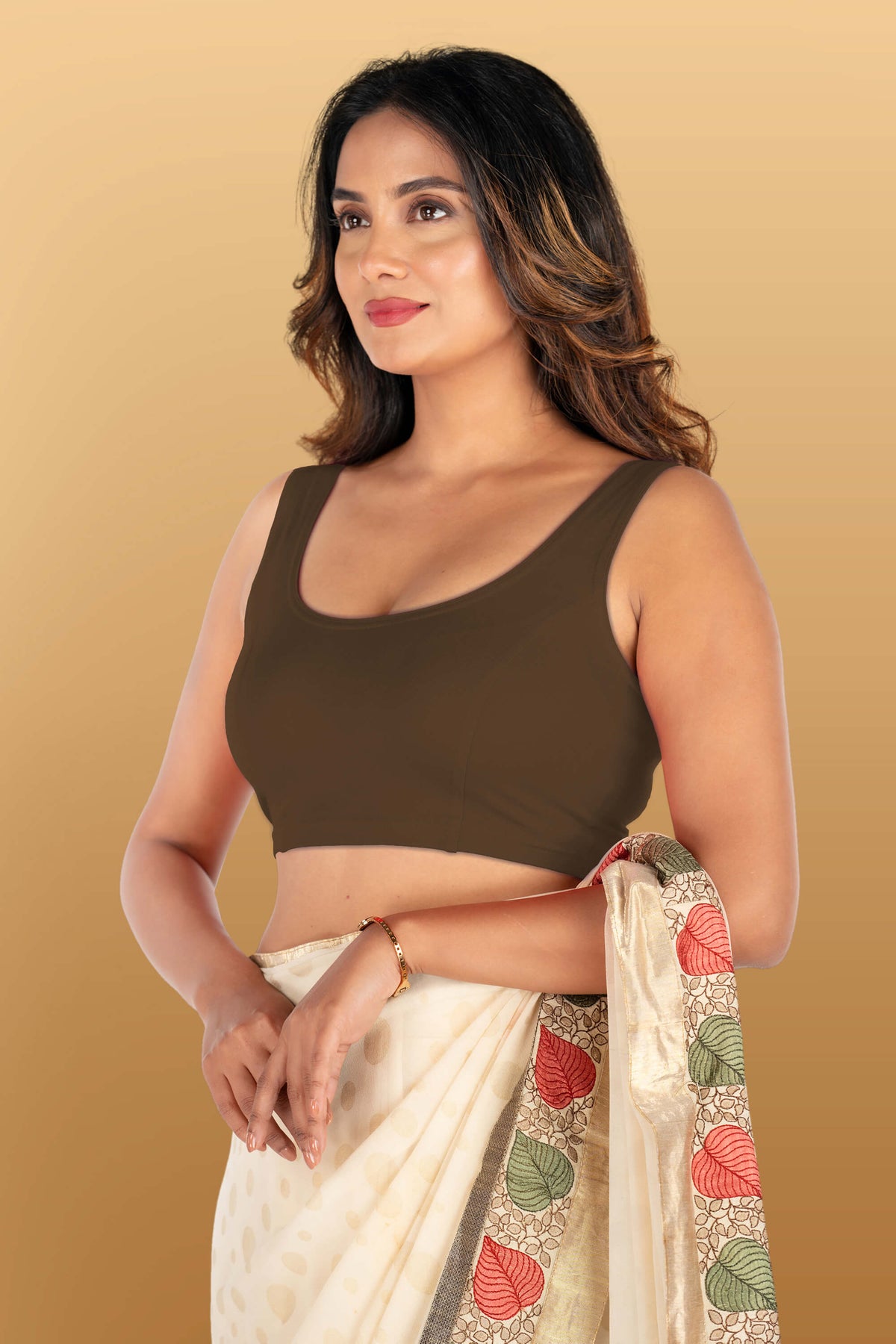 Abhi Cotton Readymade Saree Blouse for Women- Sleeveless, U-Neck, Regular-fit, Stretchable, Pull-on Style