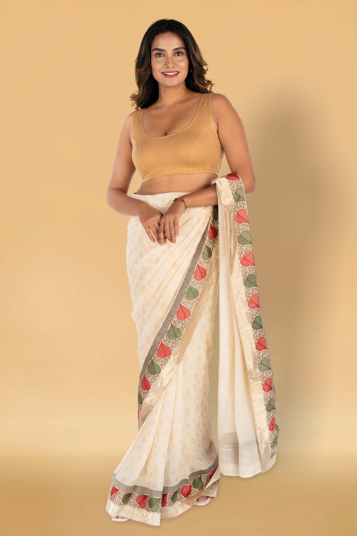 Abhi Cotton Readymade Saree Blouse for Women- Sleeveless, U-Neck, Regular-fit, Stretchable, Pull-on Style