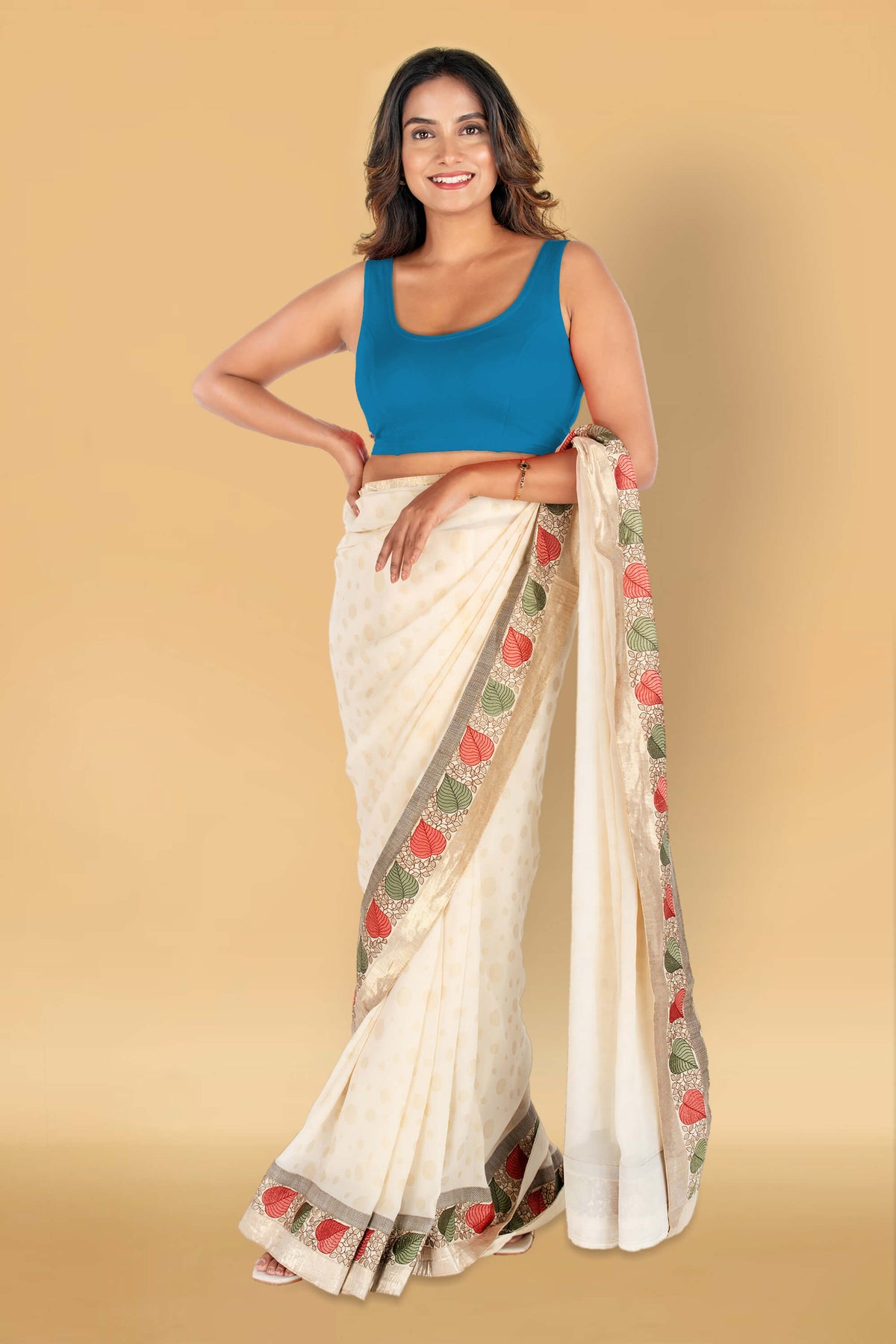 Abhi Cotton Readymade Saree Blouse for Women- Sleeveless, U-Neck, Regular-fit, Stretchable, Pull-on Style