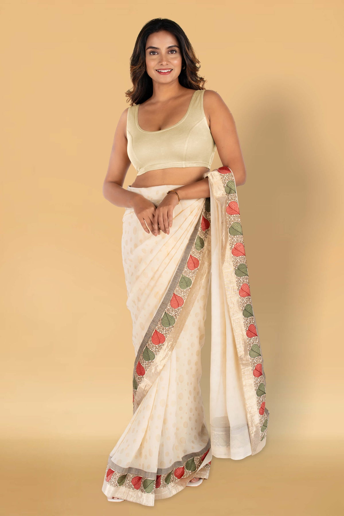 Abhi Cotton Readymade Saree Blouse for Women- Sleeveless, U-Neck, Regular-fit, Stretchable, Pull-on Style