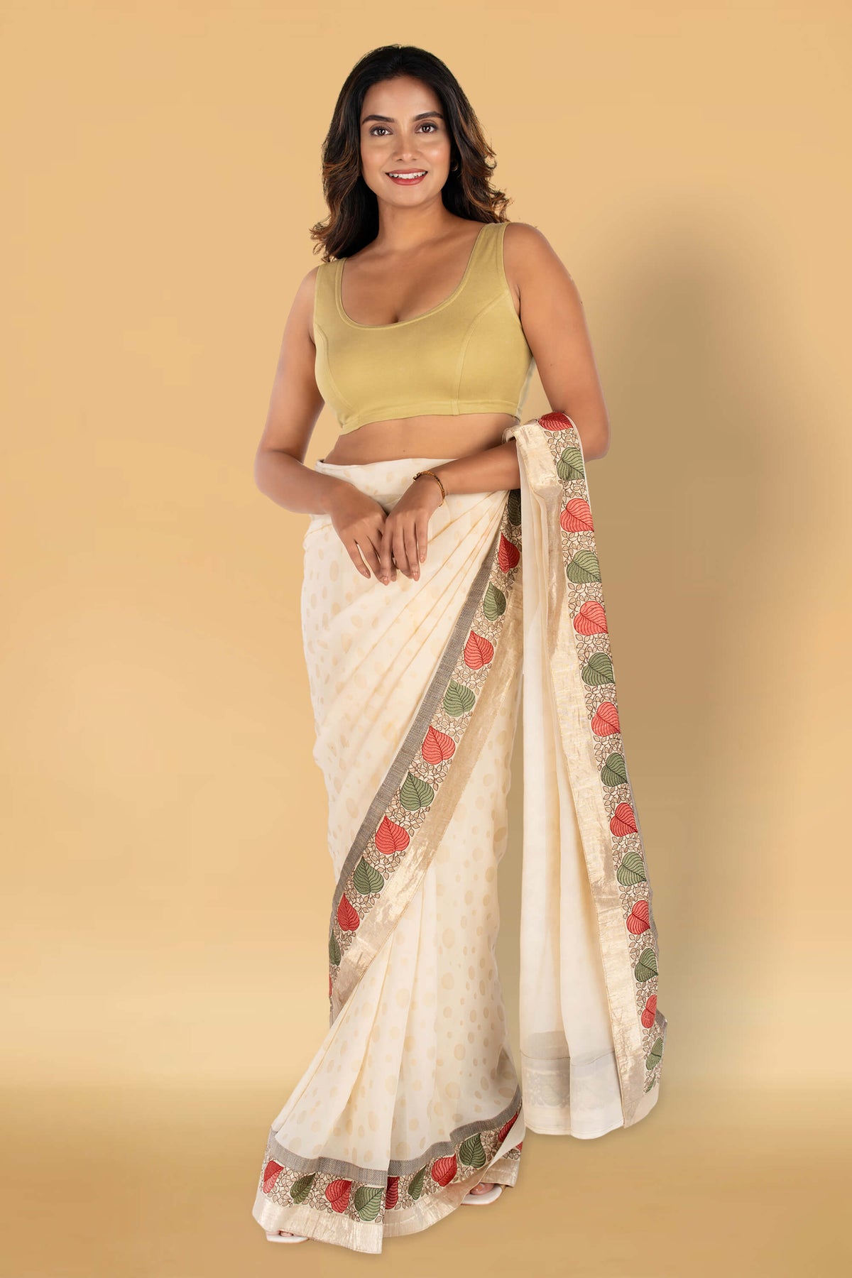 Abhi Cotton Readymade Saree Blouse for Women- Sleeveless, U-Neck, Regular-fit, Stretchable, Pull-on Style