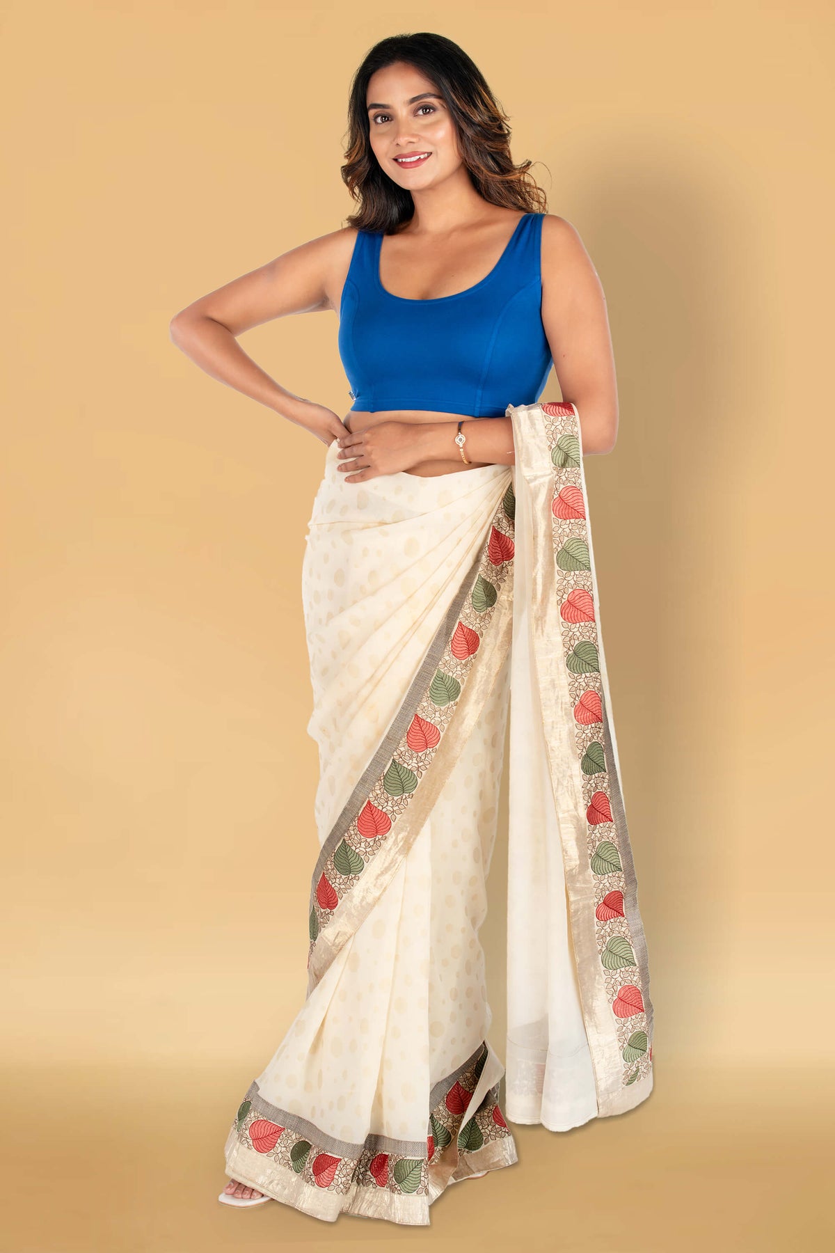 Abhi Cotton Readymade Saree Blouse for Women- Sleeveless, U-Neck, Regular-fit, Stretchable, Pull-on Style