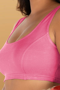 Abhi Cotton Readymade Saree Blouse for Women- Sleeveless, U-Neck, Regular-fit, Stretchable, Pull-on Style