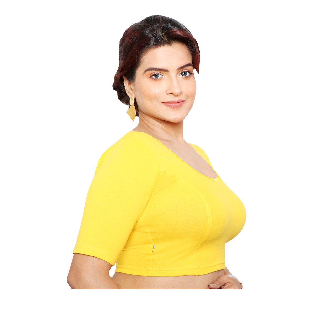 Abhi Cotton Readymade Saree Blouse for Women- Half Sleeves, U-Neck, Regular-fit, Stretchable, Pull-on Style