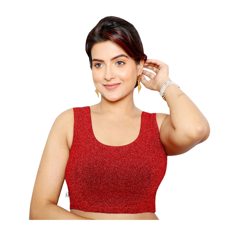 Abhi Cotton Readymade Saree Blouse for Women- 3/4 Sleeve, Round Neck, Regular-fit, Stretchable, Pull-on StyleAbhi Golden Glitter Readymade Saree Blouse for Women- Sleeveless, Round Neck, Regular-fit, Stretchable, Pull-on Style