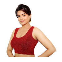 Abhi Cotton Readymade Saree Blouse for Women- 3/4 Sleeve, Round Neck, Regular-fit, Stretchable, Pull-on StyleAbhi Golden Glitter Readymade Saree Blouse for Women- Sleeveless, Round Neck, Regular-fit, Stretchable, Pull-on Style