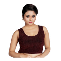 Abhi Cotton Readymade Saree Blouse for Women- 3/4 Sleeve, Round Neck, Regular-fit, Stretchable, Pull-on StyleAbhi Golden Glitter Readymade Saree Blouse for Women- Sleeveless, Round Neck, Regular-fit, Stretchable, Pull-on Style
