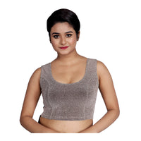 Abhi Cotton Readymade Saree Blouse for Women- 3/4 Sleeve, Round Neck, Regular-fit, Stretchable, Pull-on StyleAbhi Golden Glitter Readymade Saree Blouse for Women- Sleeveless, Round Neck, Regular-fit, Stretchable, Pull-on Style