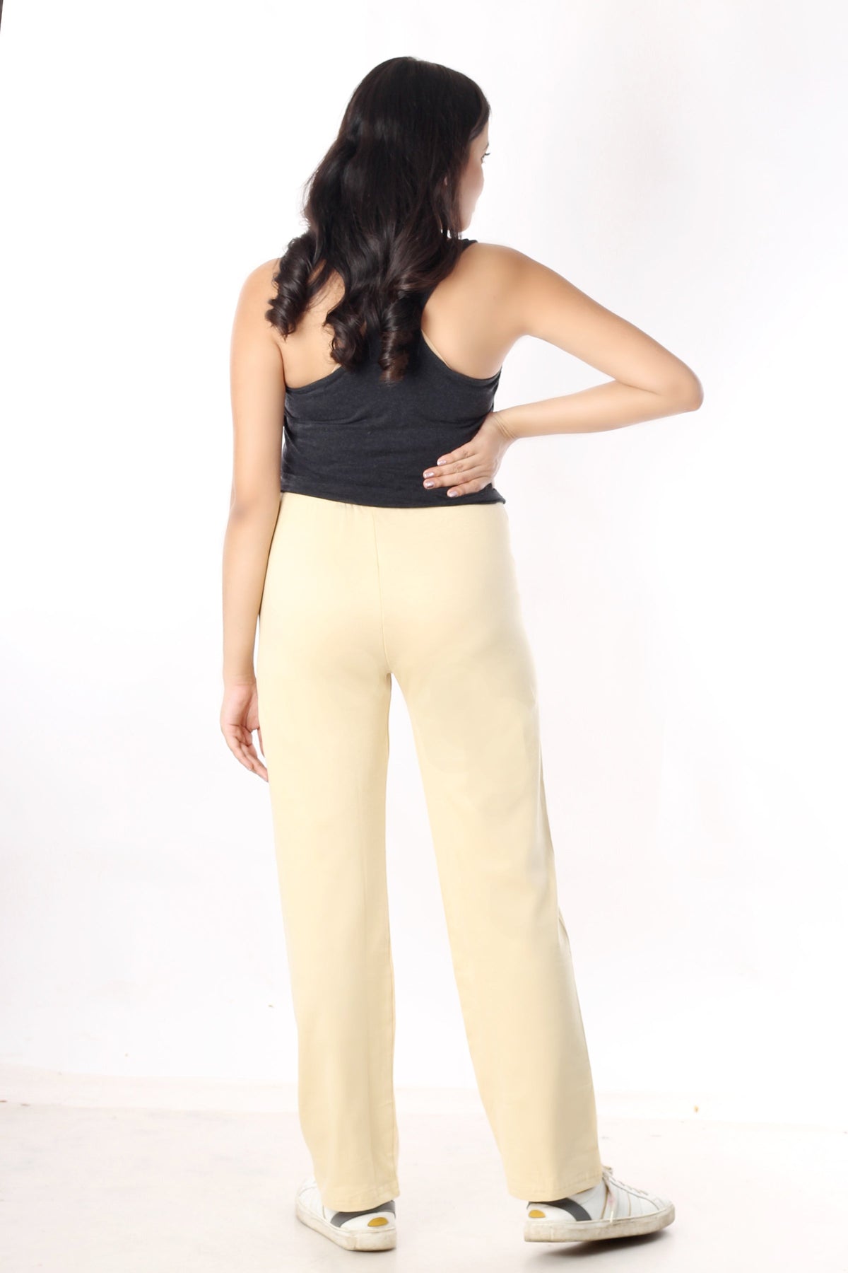 Abhi Cotton Readymade Stretchable Flexi Pants for Women, Soft Beige Comfort Fit