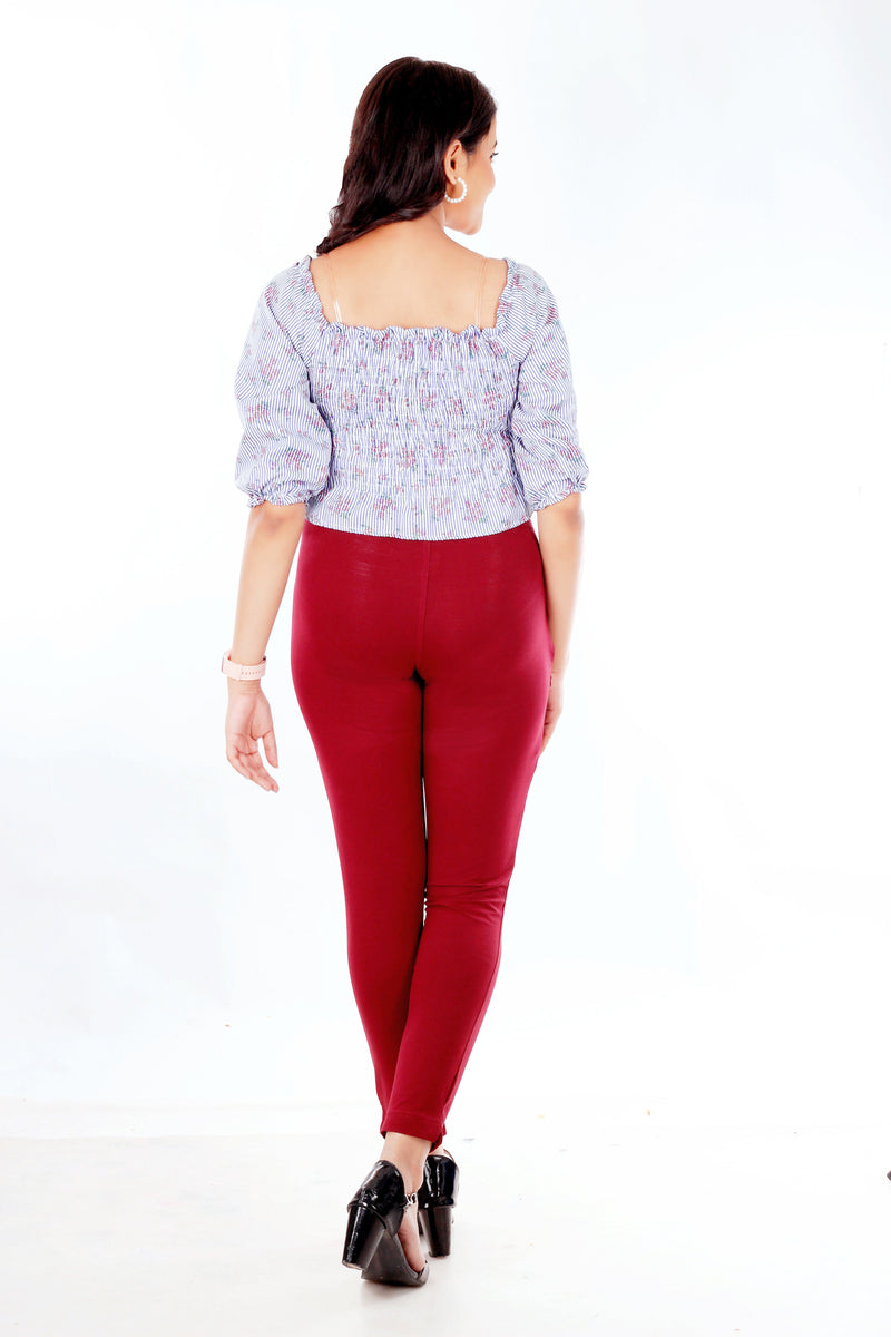 Abhi Cotton Readymade Stretchable Straight Pants for Women, Regular-fit
