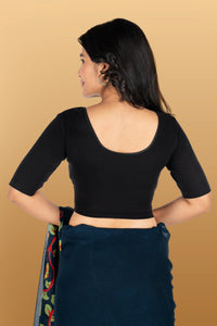 Abhi Cotton Readymade Saree Blouse for Women- Half Sleeves, U-Neck, Regular-fit, Stretchable, Pull-on Style