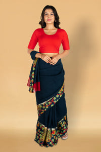 Abhi Cotton Readymade Saree Blouse for Women- Half Sleeves, U-Neck, Regular-fit, Stretchable, Pull-on Style
