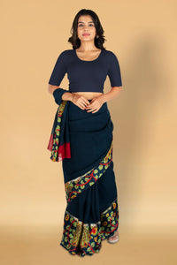 Abhi Cotton Readymade Saree Blouse for Women- Half Sleeves, U-Neck, Regular-fit, Stretchable, Pull-on Style
