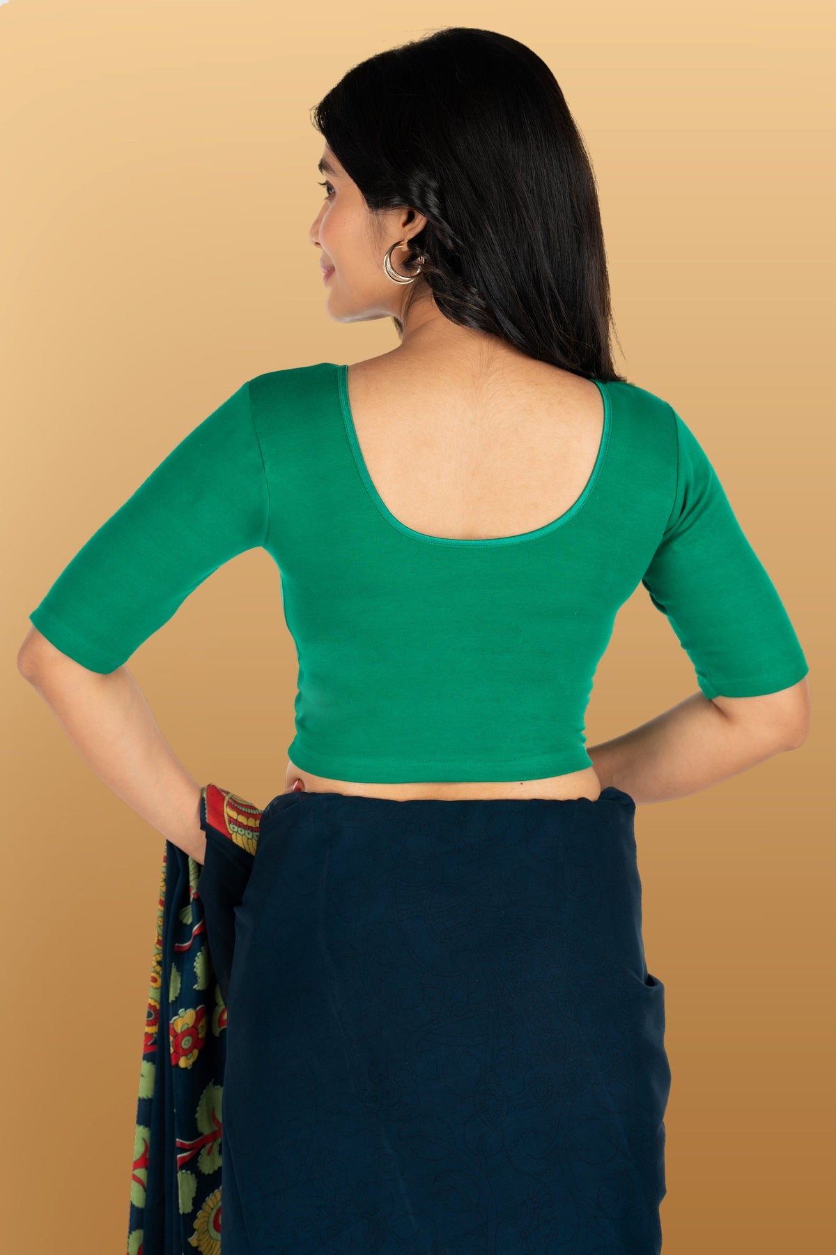 Abhi Cotton Readymade Saree Blouse for Women- Half Sleeves, U-Neck, Regular-fit, Stretchable, Pull-on Style