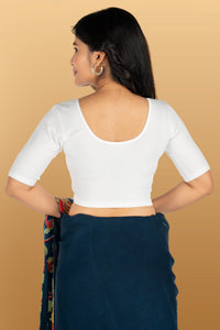 Abhi Cotton Readymade Saree Blouse for Women- Half Sleeves, U-Neck, Regular-fit, Stretchable, Pull-on Style