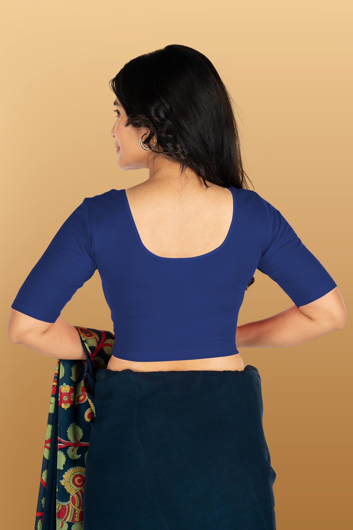 Abhi Cotton Readymade Saree Blouse for Women- Half Sleeves, U-Neck, Regular-fit, Stretchable, Pull-on Style