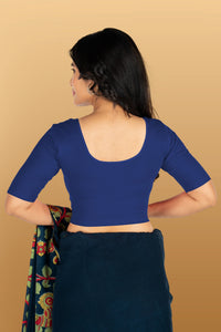 Abhi Cotton Readymade Saree Blouse for Women- Half Sleeves, U-Neck, Regular-fit, Stretchable, Pull-on Style