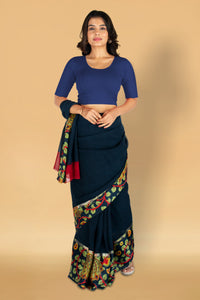 Abhi Cotton Readymade Saree Blouse for Women- Half Sleeves, U-Neck, Regular-fit, Stretchable, Pull-on Style