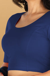Abhi Cotton Readymade Saree Blouse for Women- Half Sleeves, U-Neck, Regular-fit, Stretchable, Pull-on Style