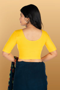 Abhi Cotton Readymade Saree Blouse for Women- Half Sleeves, U-Neck, Regular-fit, Stretchable, Pull-on Style