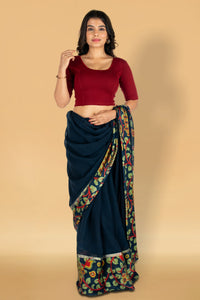 Abhi Cotton Readymade Saree Blouse for Women- Half Sleeves, U-Neck, Regular-fit, Stretchable, Pull-on Style