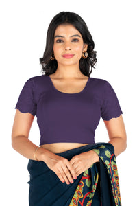 Abhi Cotton Readymade Saree Blouse for Women- Half Net Sleeves, Round Neck, Regular-fit, Stretchable, Pull-on Style Blouse_1620