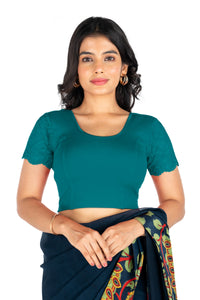 Abhi Cotton Readymade Saree Blouse for Women- Half Net Sleeves, Round Neck, Regular-fit, Stretchable, Pull-on Style Blouse_1620