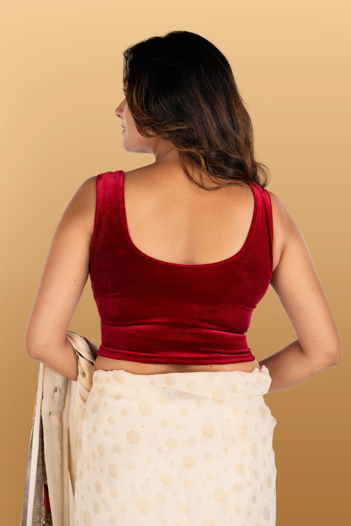 Abhi Velvet Readymade Saree Blouse for Women- Sleeveless,U-Neck, Regular-fit, Stretchable, Pull-on Style